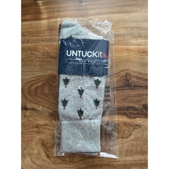 UNTUCKit Grey Green Christmas Tree Socks- One Size - New - Picture 2 of 5